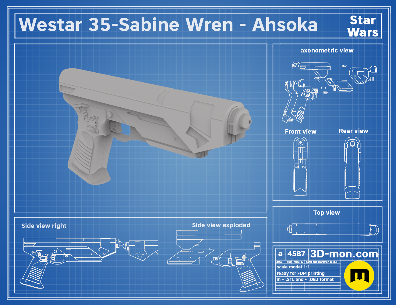 Westar-35 Sabine Wren blasters - Ahsoka STL | 3D Print | 3Demon