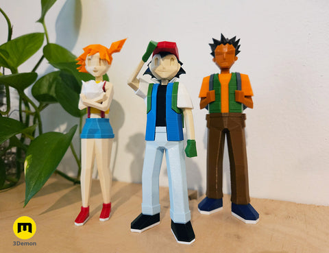 Low Poly Ash, Misty and Brock from Pokemon
