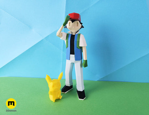 Low Poly Ash, Misty and Brock from Pokemon