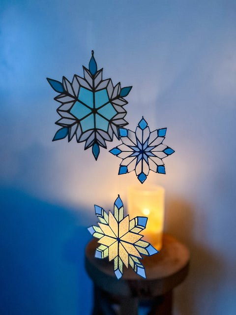 Stained Glass Snowflake Decorations
