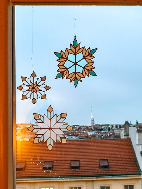 Stained Glass Snowflake Decorations