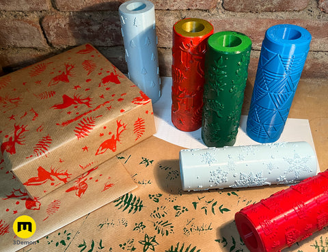 Wrapping Paper Stamp Rollers - Christmas patterns