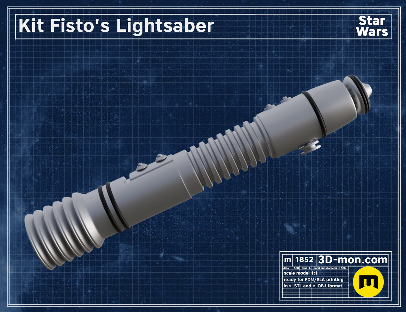 Kit Fisto's lightsaber STL | 3D Printable Prop Weapon | 3Demon