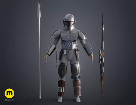 Mandalorian Armor Helmet and Weapons