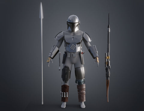 Mandalorian Armor Helmet and Weapons