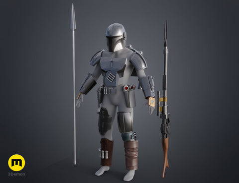 Mandalorian Armor Helmet and Weapons