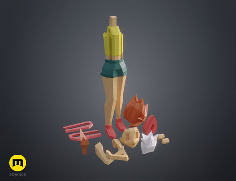 Low Poly Ash, Misty and Brock from Pokemon