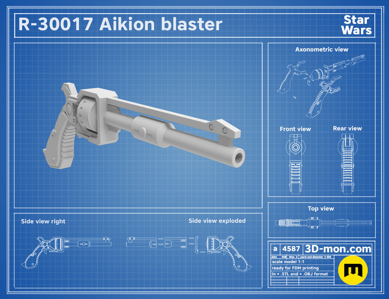 R-30017 Aikion Blaster STL | 3D Printable Prop Weapon | 3Demon