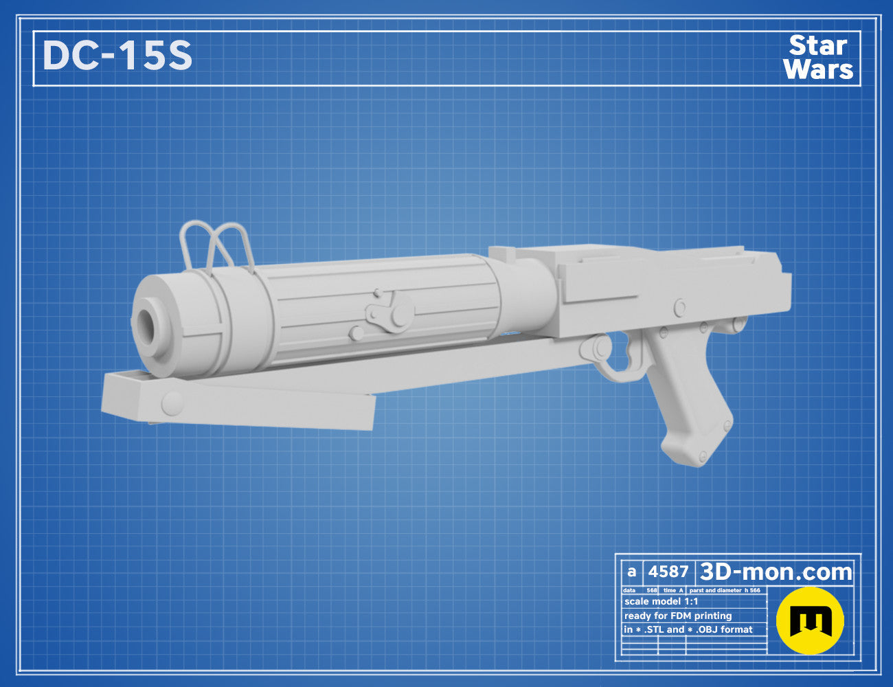DC-15S Blaster STL | 3D Printable Prop Weapon | 3Demon