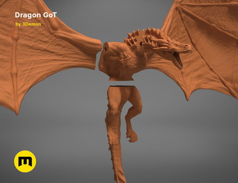 Game of Thrones Dragon - 3D print Figure and Lamp