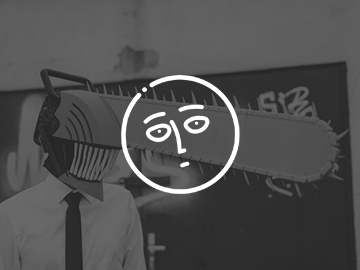 One Punch Man Saitama face icon over person wearing 3D printed Chainsaw Man Denji cosplay helmet