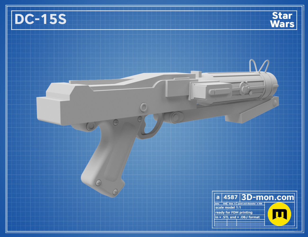 DC-15S Blaster STL | 3D Printable Prop Weapon | 3Demon