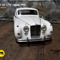 Lifestyle photo of 3D printed RC Jaguar MK8 model, white front view, 3Demon 3D print cosplay prop