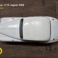 RC model Jaguar MK8, white 3D print preview of classic convertible car, side view