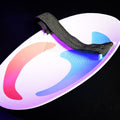 Textured 3D render of Slay the Spire Merchant Mask, glowing pink-blue gradient, 3D print cosplay prop.