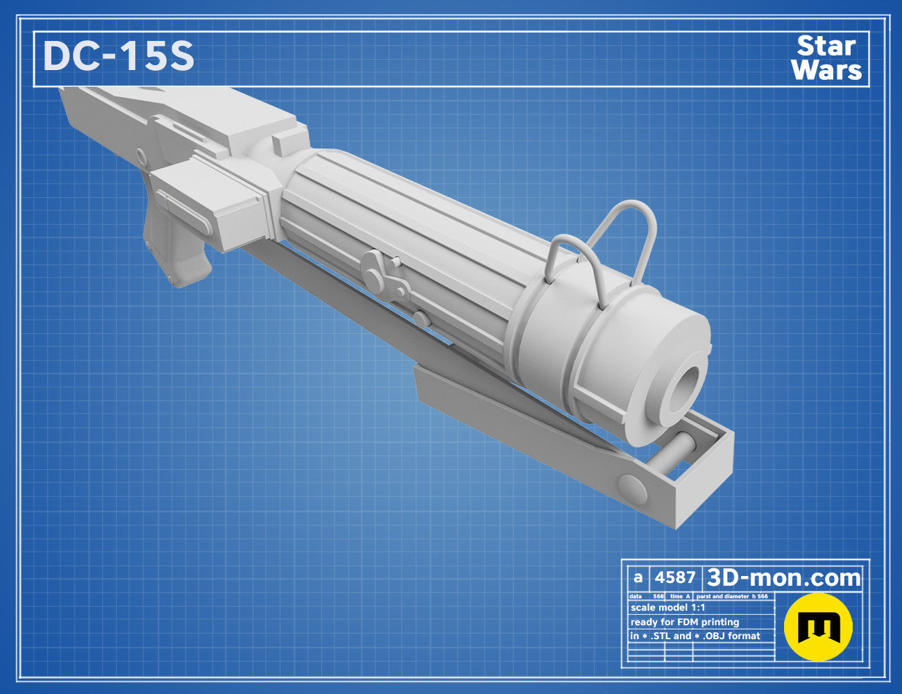 DC-15S Blaster STL | 3D Printable Prop Weapon | 3Demon