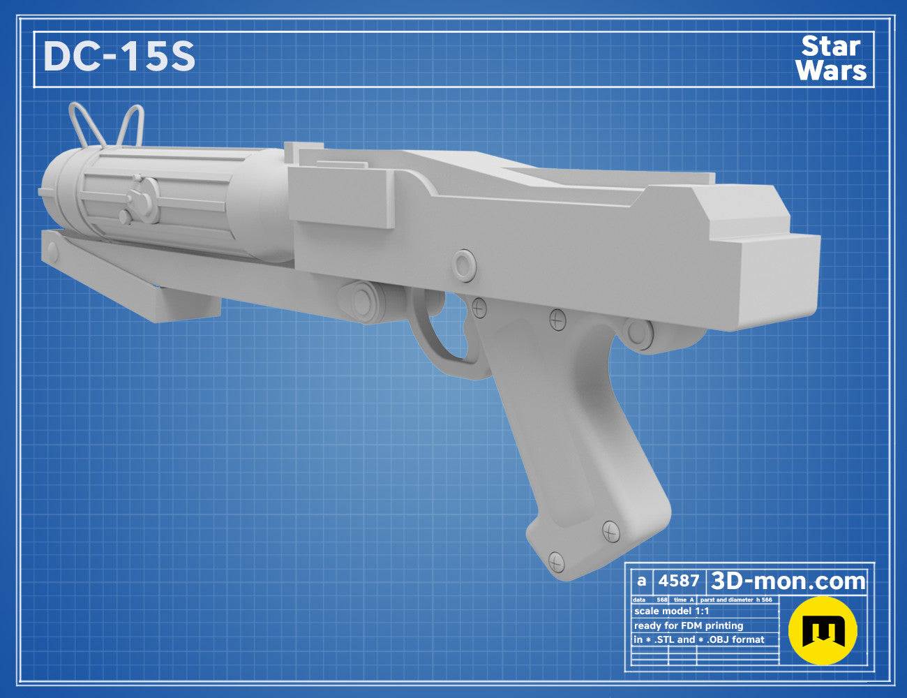 DC-15S Blaster STL | 3D Printable Prop Weapon | 3Demon