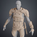 3D model render of Atreides Armor - Dune, beige modular cosplay prop, front view STL