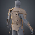 3D visualization of Atreides Armor - Dune, beige sci-fi cosplay prop, rear view STL