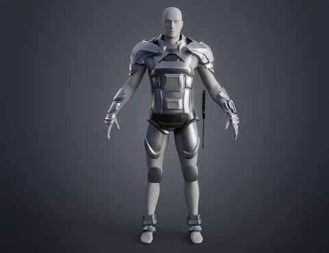 3D model render of Atreides Armor - Dune, futuristic cosplay prop with shoulder pauldron detail
