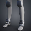 3D model render of Atreides Armor - Dune, knee-high leg guards with metallic ankle joints, 3D print cosplay prop