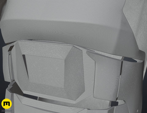 Wireframe mesh render of Atreides Armor - Dune STL, side polygon structure, 3D print cosplay prop
