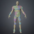 Color-coded parts breakdown of Atreides Armor - Dune, modular 3D print cosplay prop