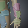 Exploded view of Atreides Armor - Dune, knee joint assembly, 3D print cosplay prop