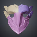 Parts layout render of Ekko Firelighter Mask Arcane showing disassembled faceplate back section goggles and detail inserts on dark surface
