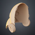 CAD render of Galgali Fiend Mask - Chainsaw Man, beige 3D print cosplay prop, side view.