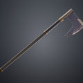 Digital 3D render of the dwarven warrior Axes Collection - epic fantasy saga, double-bit axe STL, 3D print cosplay prop.