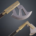 3D visualization of Gimli Throwing Axes - Lord of the Rings, dual-bladed 3D print cosplay prop.