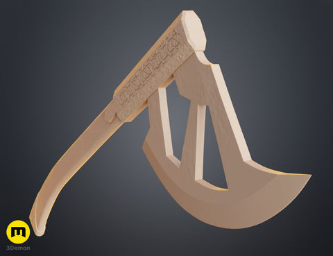 Gimli Throwing Axes - Lord of the Rings STL, wooden-textured 3D render cosplay prop