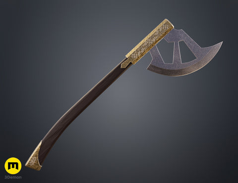 Gimli Throwing Axes - Lord of the Rings, ornate double-headed axe 3D print cosplay prop