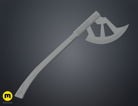 Printable 3D model of Gimli Throwing Axes - Lord of the Rings, grey 3D print cosplay weapon, side view