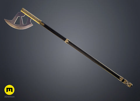 the dwarven warrior Axes Collection - epic fantasy saga STL, textured 3D render of battle axe, 3D print cosplay prop