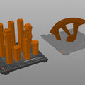 the dwarven warrior Axes Collection - epic fantasy saga STL, disassembled parts on Prusa print bed, 3D print cosplay prop