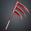 Hidan Scythe - Naruto STL, red curved blades with white core, 3D print cosplay prop