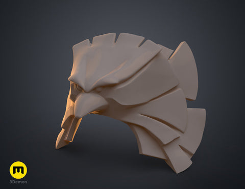 Digital 3D render of the patriot hero’s Eagle Shoulder armor STL, beige 3D printed cosplay prop.