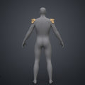 3D model render of the patriot hero's Eagle Shoulder armor STL, gold winged shoulder pads, 2-part cosplay prop.