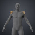 Digital 3D render of the patriot hero’s Eagle Shoulder armor STL, gold winged pauldrons, 3D print cosplay.
