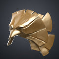 Textured 3D render of the patriot hero’s Eagle Shoulder armor STL, gold metallic 3D printed cosplay prop.