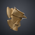 Textured 3D render of the patriot hero's Eagle Shoulder armor, gold metallic, 3-pronged STL.