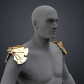 3D model render of the patriot hero's Eagle Shoulder armor - the superhero series, gold pronged shoulder plates, printable STL.