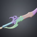 STL preview of Solo Leveling Kasaka's Venom Fang, purple and green 3D print cosplay prop, side view