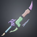 3D visualization of Solo Leveling Kasaka's Venom Fang, disassembled parts, 3D print cosplay prop
