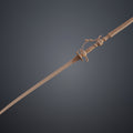 Clay render of Lady Maria Rakuyo Blade Bloodborne full connected weapon top-down angle tan material showing symmetry and sculptural form