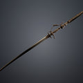 Painted 3D render focused view of Lady Maria Rakuyo shorter dagger component showing curved silver blade and ornate circular guard hilt