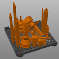 Slicer screenshot of Lady Maria Rakuyo Blade Bloodborne STL segments and hilt pieces arranged on Prusa i3 MK3 virtual print bed