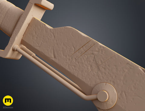 3D model of Mandalorian Vibrosword STL, textured hilt and blade detail, 3D print cosplay prop